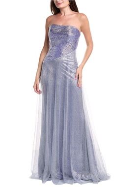 Rene Ruiz Strapless Lavender-Silver Evening Gown